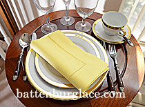 Soft Light Yellow colored Hemstitch Diner Napkin. 18x18"